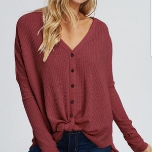 Burgandy button up thermal